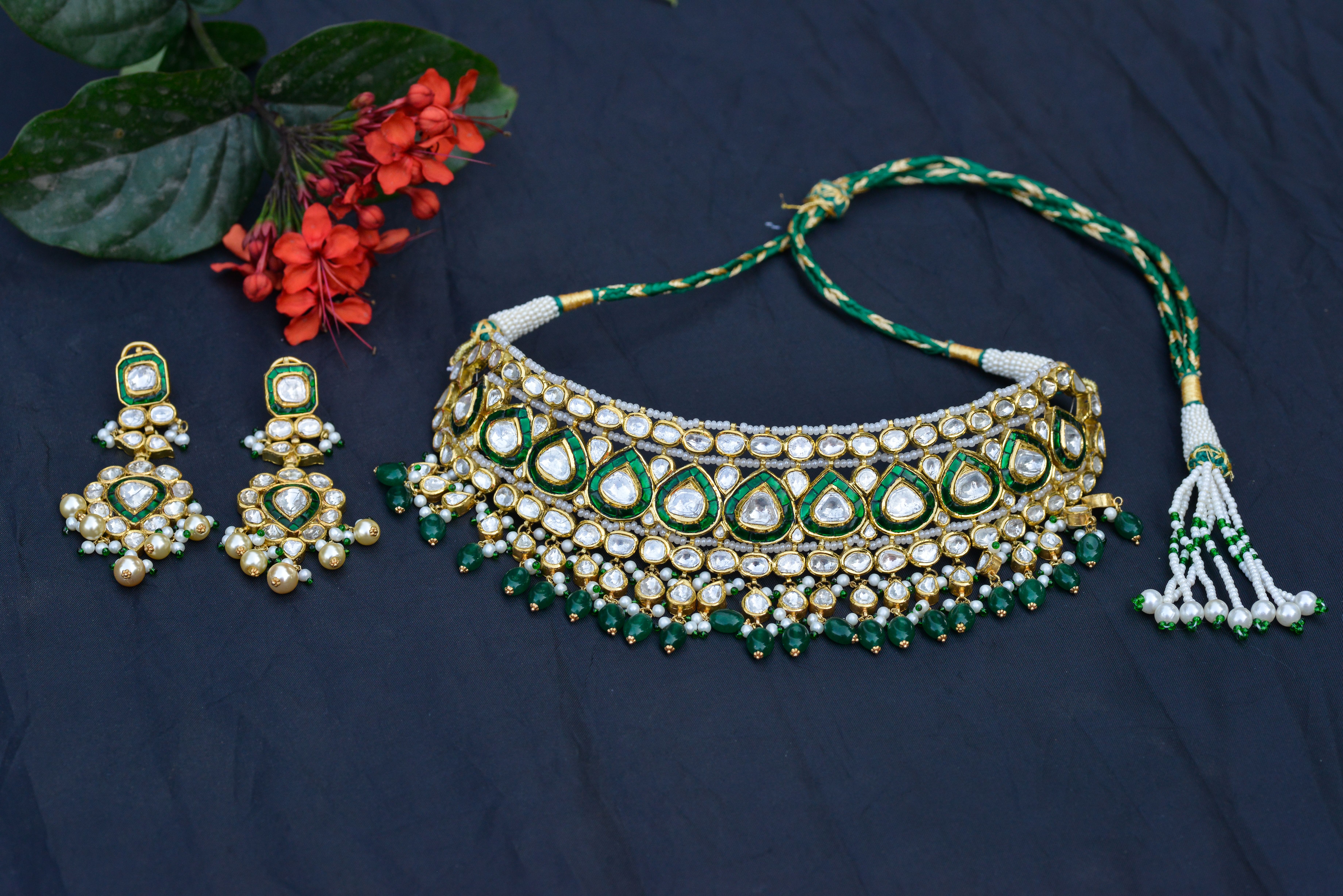 Silver & Pearl Gemstone Jhumkas